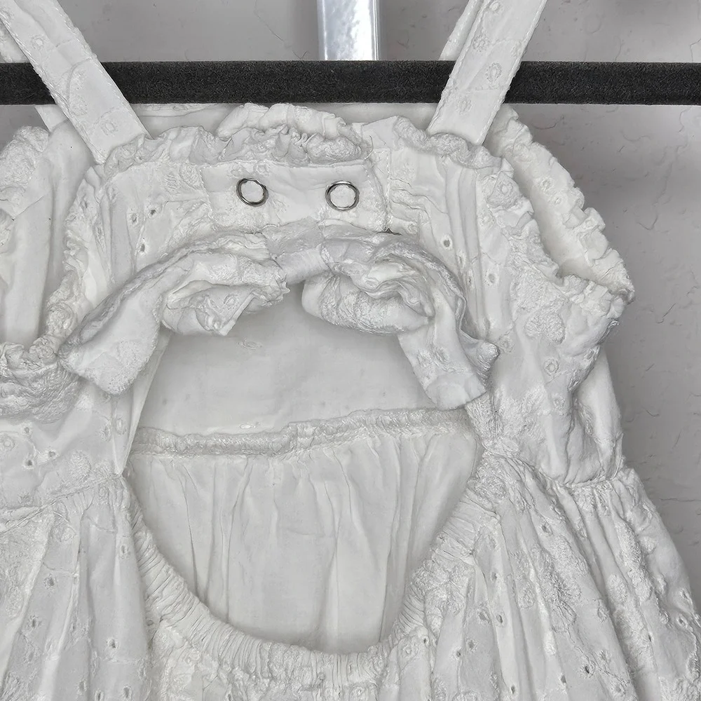Tahari White Eyelet Lace Dress 4T Tiered Coquette Cottage Easter Flower Girl‎